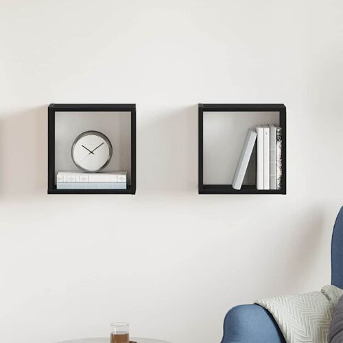 vidaXL Étagères murales cubiques lot de 2 chêne noir 30 x 15 x 30 cm bois composite