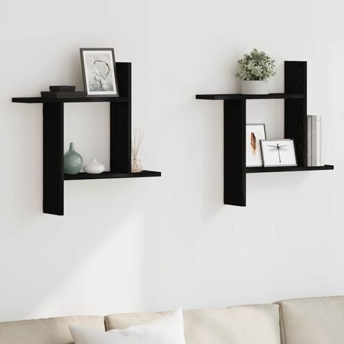 vidaXL Étagères murales (lot de 2) en chêne noir 50 x 12 x 50 cm bois composite