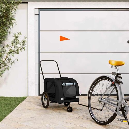 Vidaxl Remorque Pour Vélo Pour Animaux De Compagnie En Tissu Oxford Noir Et Fer