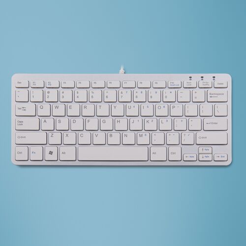 R-Go Tools Clavier ergonomique R-Go Compact, design plat, mini-clavier, QWERTY (US), filaire, blanc