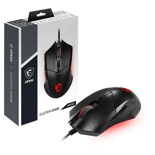 MSI Clutch GM08 - Souris - droitiers et gauchers - optique - 6 boutons - filaire - USB - noir