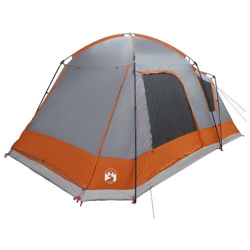 Vidaxl Tente Cabane Gris Et Orange 8 Personnes Polyester Et Acier