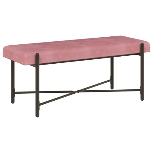 vidaXL Banc capitonné à boutons avec coussins Rose 110 x 40 x 46 cm