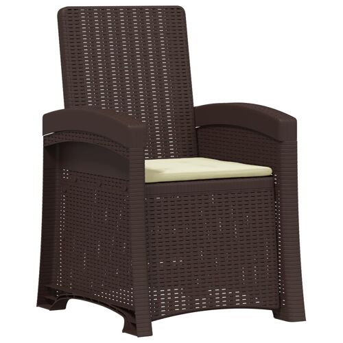 Vidaxl Chaise De Jardin Inclinable Imitant Le Rotin Marron Et Crème Pp