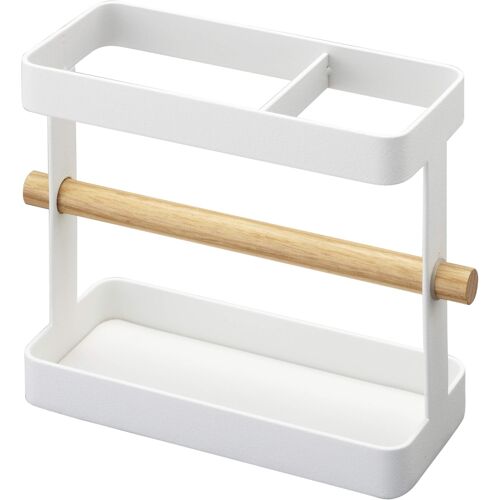 Yamazaki - Porte ustensiles de cuisine Tosca acier blanc/bois - Blanc