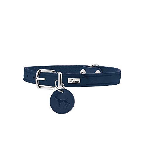 Hunter Aalborg Collier Pour Chien En Cuir Simple Résistant Et Confortable Bleu Foncé Taille S