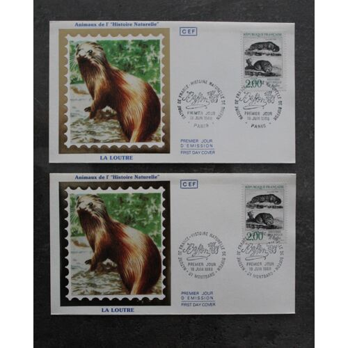 Lot 2 Enveloppes Fdc - Loutre / Histoire Naturelle 1988 - Paris / Montbard - Premier Jour