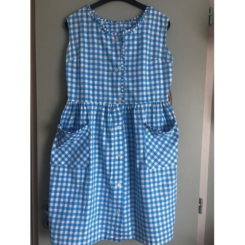 Vintage Robe Vichy Carreaux Bleus Années 70
