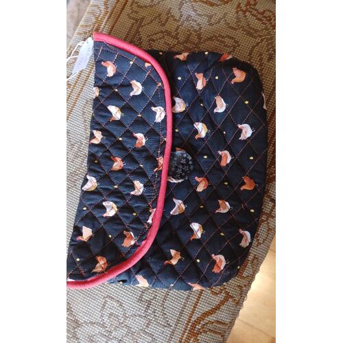 Pochette doublée,motif poules,fait maison