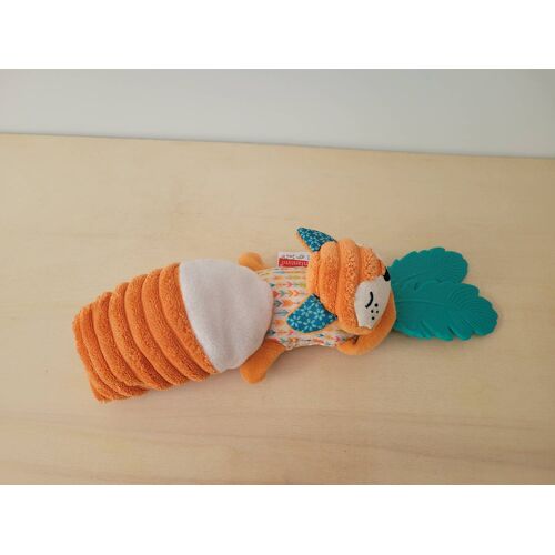 Doudou renard orange vert infantino
