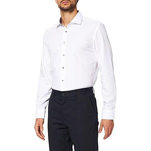 Seidensticker Slim Fit Langarm Popeline Chemise, Blanc, 44 Homme
