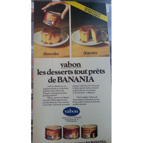 Publicité Papier: Desserts Yabon De Banania, Parue Dans La Presse En 1977