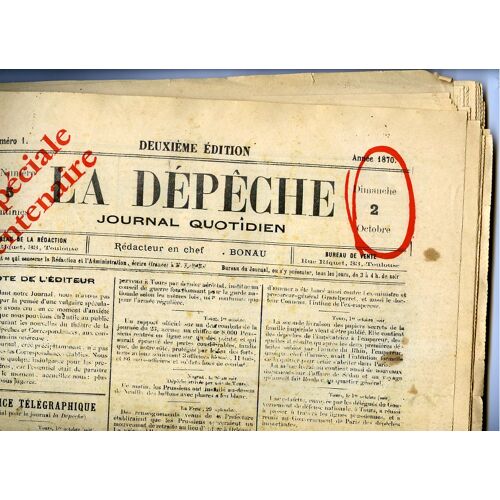 La Dépêche Du Midi, Édition Du Centenaire En Fac-Similé 1870-1970, Avec 4 Pages Du N° 1 (2/10/1870) Et Les "Une" Exceptionnelles De La Mort De Victor Hugo En 1885 Au Décollage Du Concorde En 1969