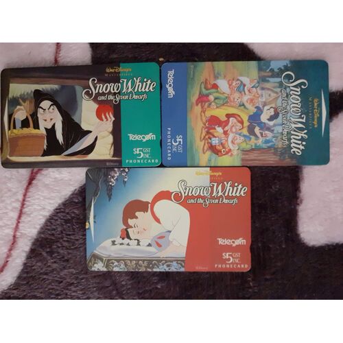 3 Télécartes De Nouvelle-Zélande Snow White And The Seven Dwarfs