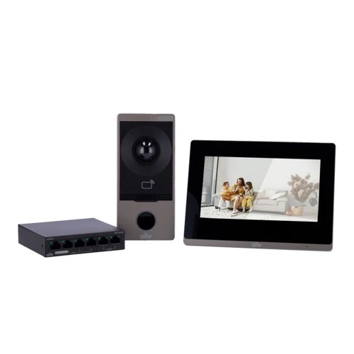 Kit de Visiophone Uniview UV-KIT IP & WiFi Lecteur MF PoE IP65 - UV-KIT/201S/372S/NSW2020