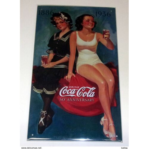 Plaque En Métal Coca Cola - 50th Anniversary 1886/1936