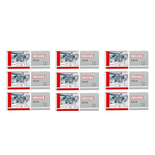 Novus Lot De 9 Agrafes 24/6 Din, Zingué, Contenu: 1000 Pièces (040-0158)