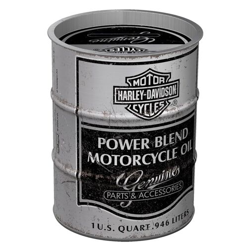 Tirelire métal vintage Harley-Davidson style tonneau de pétrole