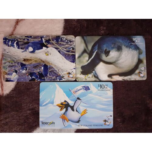 3 Télécartes De Nouvelle-Zélande New Zealand Penguins