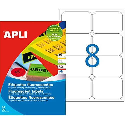 Apli 02877 - Etiquettes Fluorescentes Vert Fluo 99,1 X 67,7 Mm