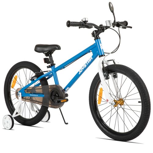 Joystar Lomand Vélo Enfant 20 Pouces Avec Roulettes, Bicyclette Style Bmx Pour Tout-Petits Garçons Et Filles De 7 À 13 Ans, Double Frein V-Brake, Selle Réglable, 20 Pouces Avec Béquille, Bleu