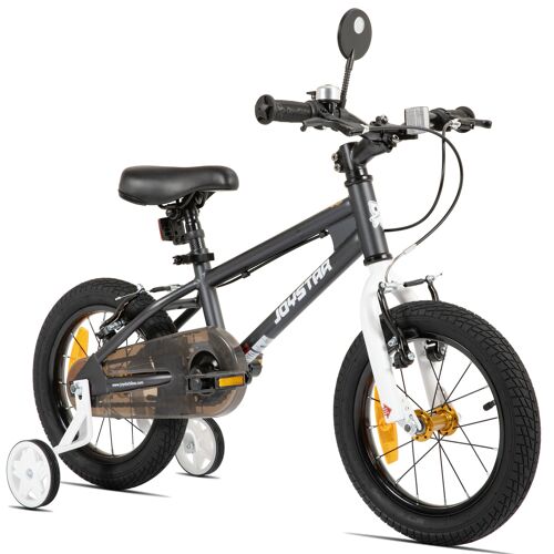 Joystar Lomand Vélo Enfant 14 Pouces Avec Roulettes, Bicyclette Style Bmx Pour Tout-Petits Garçons Et Filles De 3 À 5 Ans, Double Frein V-Brake, Selle Réglable, Gris