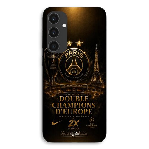 Coque Pour Samsung Galaxy S24 PSG champions league 2 étoiles noir et dorée Maniacase
