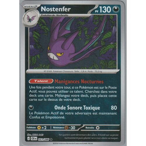 Carte Pokémon - Nostenfer - 051/086 - Holo-Reverse - Chaos Ascendant