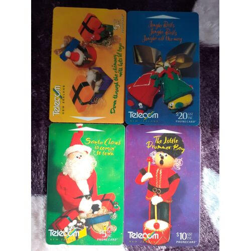 4 Télécartes De Nouvelle-Zélande Merry Christmas From Telecom Nz