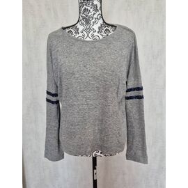 Pull Fin Bellerose Taille 3 40/L Gris Coton Lin Sequins Manches