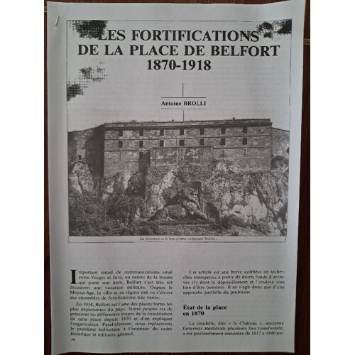 Fortifications Séré-De-Rivières / Place De Belfort 1871-1918