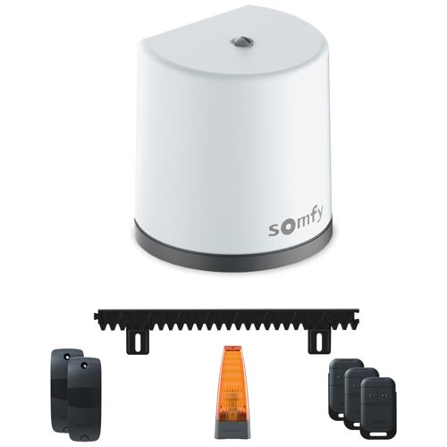 Motorisation de portail coulissant Freevia Essential RTS - Livrée avec 3 télécommandes Keypop, feu clignotant, photocellules, et 4m de crémaillère - Compatible app TaHoma