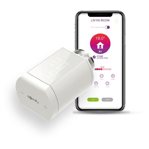 Vanne thermostatique connectée io - Pour contrôler la température des radiateurs à eau chaude avec Tahoma (switch) - Silencieuse