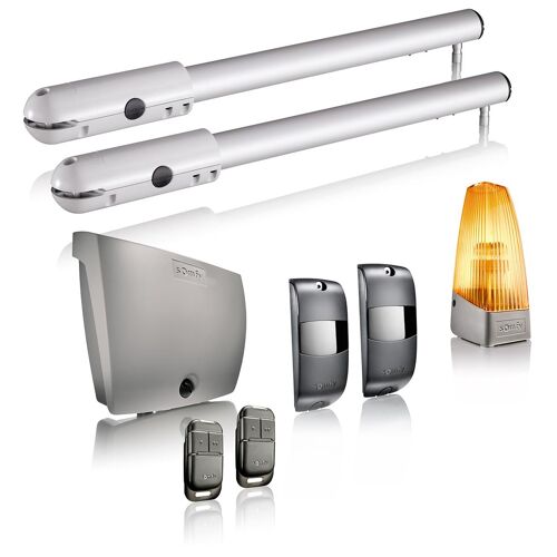 Motorisation de portail battant à vérin SGS Essential RTS - Livrée avec 2 télécommandes Keypop, feu orange, et photocellules - Compatible app TaHoma