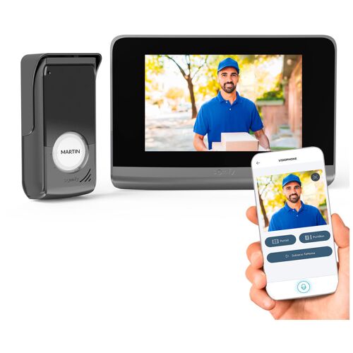 Visiophone V500 Connect, Interphone connecté - Ecran tactile 7 pouces - Vision Nocturne - Gestion des visites à distance par smartphone - Contrôle 5 moteurs RTS - Compatible Android Auto et Apple Carplay