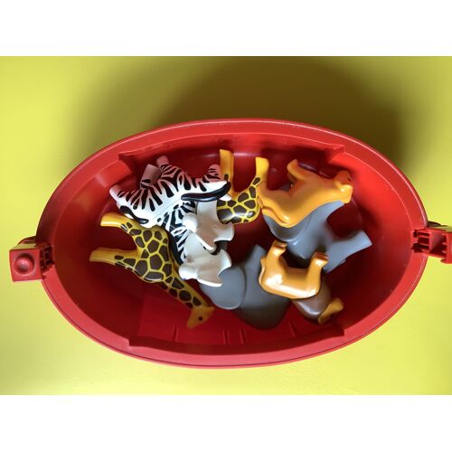 arche de noé playmobil - animaux zébres éléphants girafes - playmobil 1.2.3 avec bateau et animaux de la savane