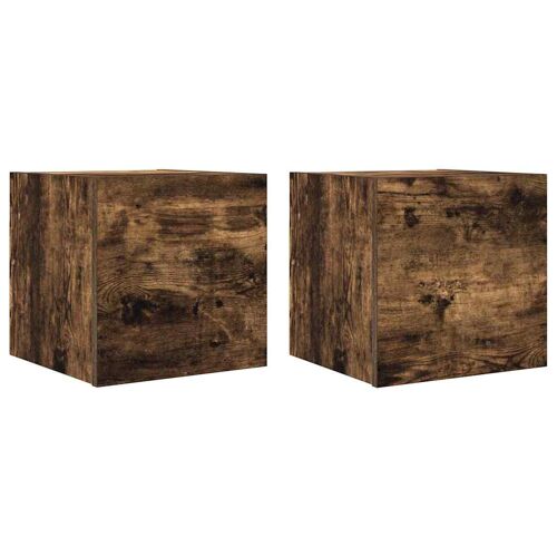 Meubles TV muraux multimédia étagère télévision buffet téléviseur salle à manger salon chambre 2 pièces chêne fumé 30,5 x 30 x 30 cm brun 02_0028980