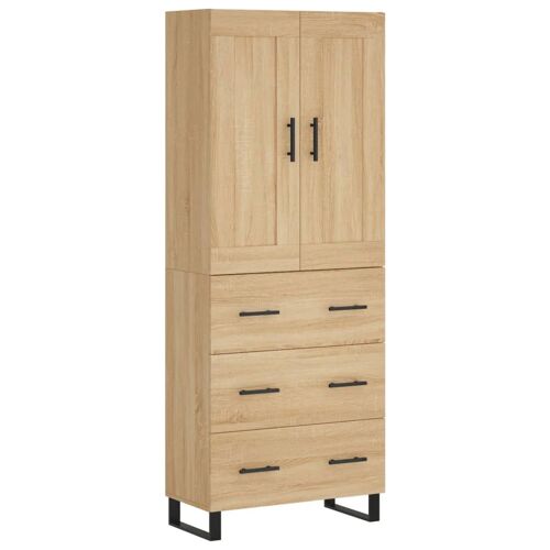 Buffet bahut commode armoire meuble de rangement organisateur cuisine salle de séjour salon haut sonoma 69,5 x 34 x 180 cm bois d'ingénierie marron 02_0034138