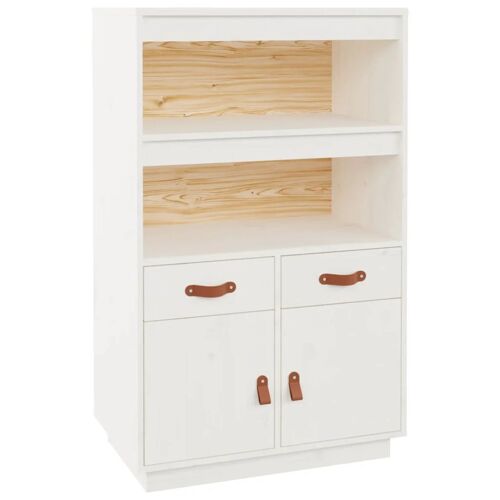 Buffet bahut commode armoire meuble de rangement organisateur cuisine salle de séjour salon haut 67 x 40 x 108,5 cm bois massif de pin blanc 02_0032480