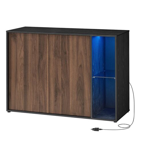 Buffet meuble de rangement 39 x 100 x 71 cm avec éclairage et étagère en verre placard minimaliste marron 12_0006041