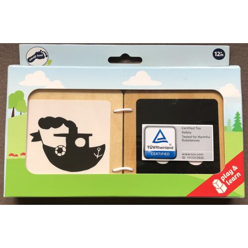 Livre en bois sur les contrastes pour l'éveil de bébé