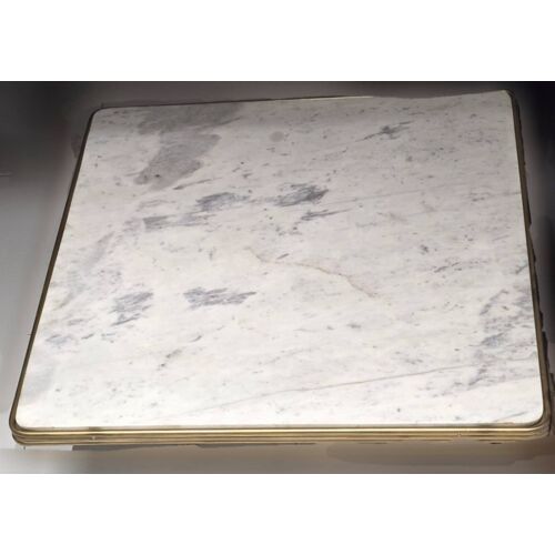 table basse de salon en marbre blanc véritable et laiton