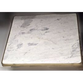 table basse de salon en marbre blanc véritable et laiton
