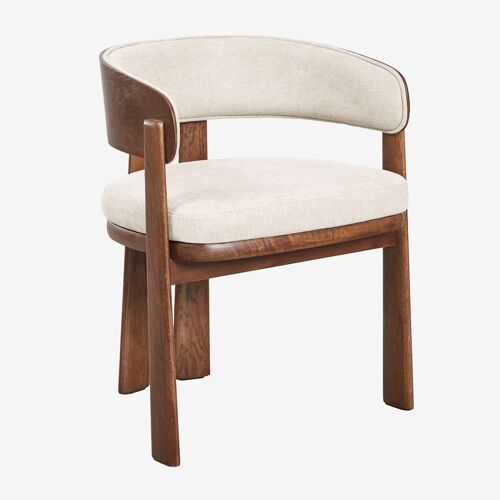 Pack de 2 chaises de salle à manger avec accoudoirs, rembourrées et en bois de chêne Olea Signature Chêne Foncé Brun