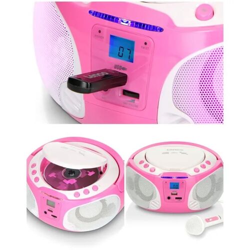 Radio FM Portable Lecteur CD/MP3/USB/avec éclairage LED - Micro filaire