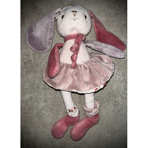 Doudou lapin Bukowski Bibi Rose parme fleurs roses jouet lapinette jupe peluche sur toy bunny baby bunny pretty animal rabbit doll