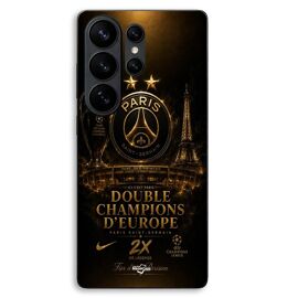 Coque Pour Samsung Galaxy S26 Ultra PSG champions league 2 étoiles noir et dorée Maniacase