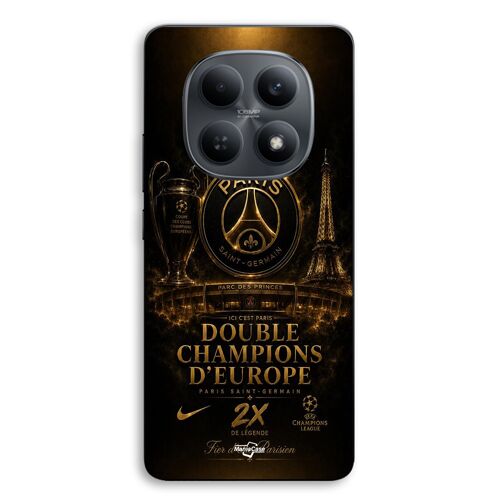 Coque Pour Xiaomi Redmi Note 15 5G PSG champions league 2 étoiles noir et dorée Maniacase