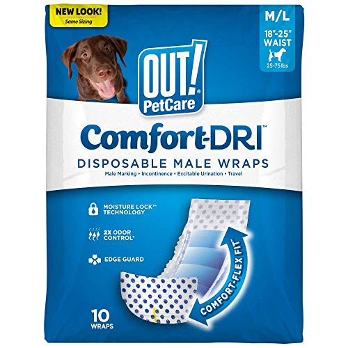Out Couches Jetables Pour Chiens Mâles Enveloppements Masculins Absorbants Avec Ajustement Étanche M L - Paquet De 10