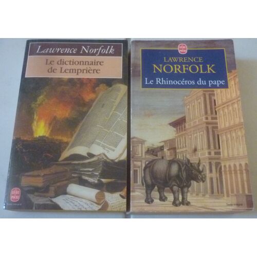 Lawrence Norfolk, Deux Romans Historiques En Livre De Poche : Le Dictionnaire De Lemprière + Le Rhinocéros Du Pape